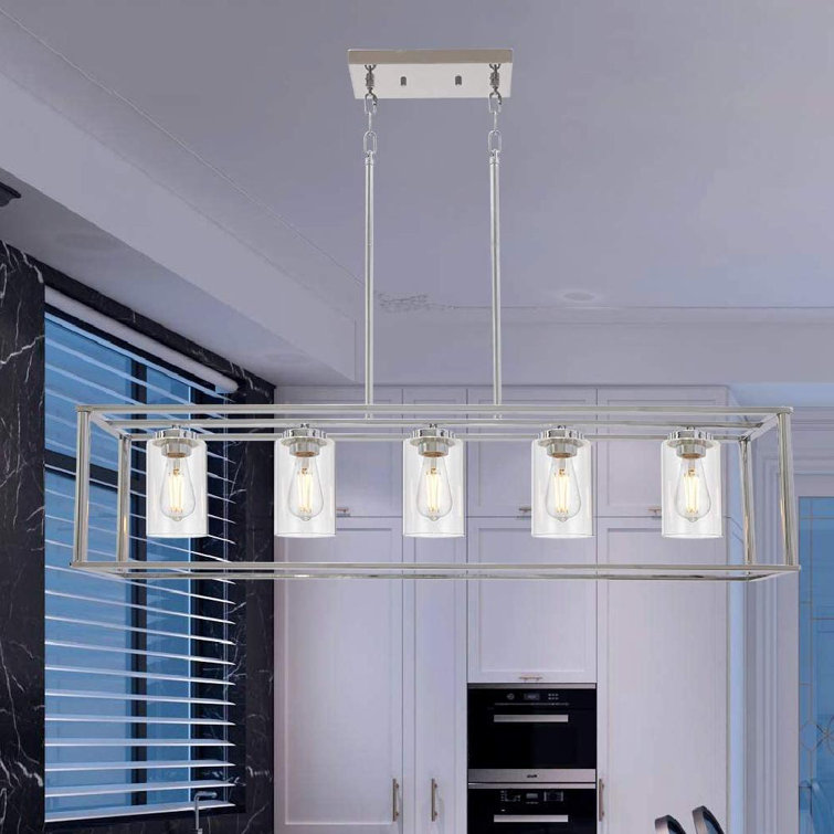 Kip 5 Light Chandeliers Chrome With Clear Glass Modern Industrial Kitchen  Island Pendant Lights Linear Dining Room Lighting Fixtures Hanging, ...