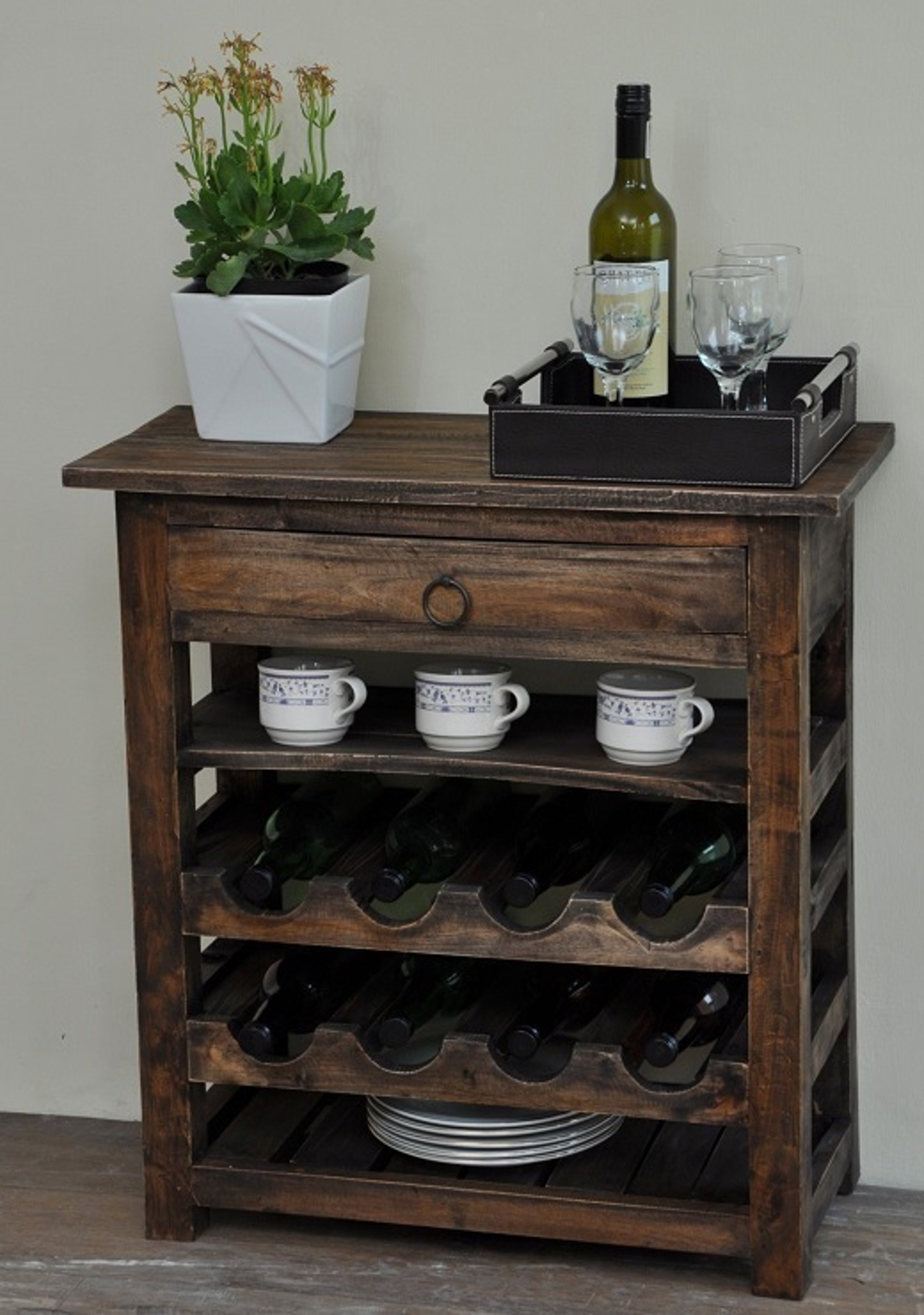 August Grove: Torrington Shabby Elegance Bar with Wine Storage