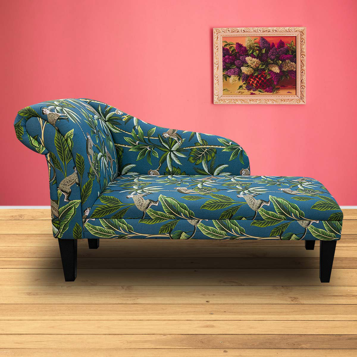 Beaumont Teal Monkey Chaise Longue | Wayfair.ie