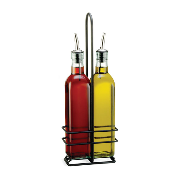 Olive Oil and Vinegar Infuser Bottle Dispenser Set of 2 Glass Dual Cruet Set 