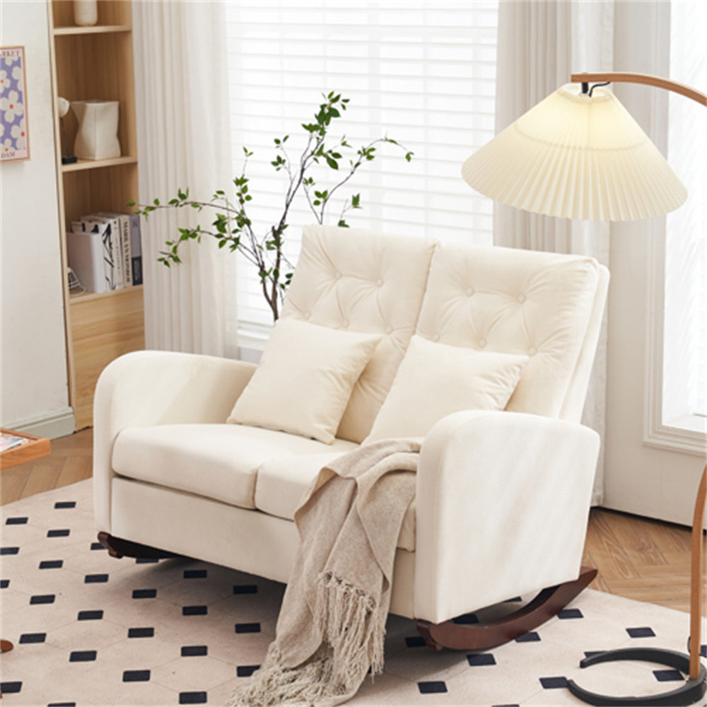 Red Barrel Studio® High Back With Headrest Square Loveseats Beige