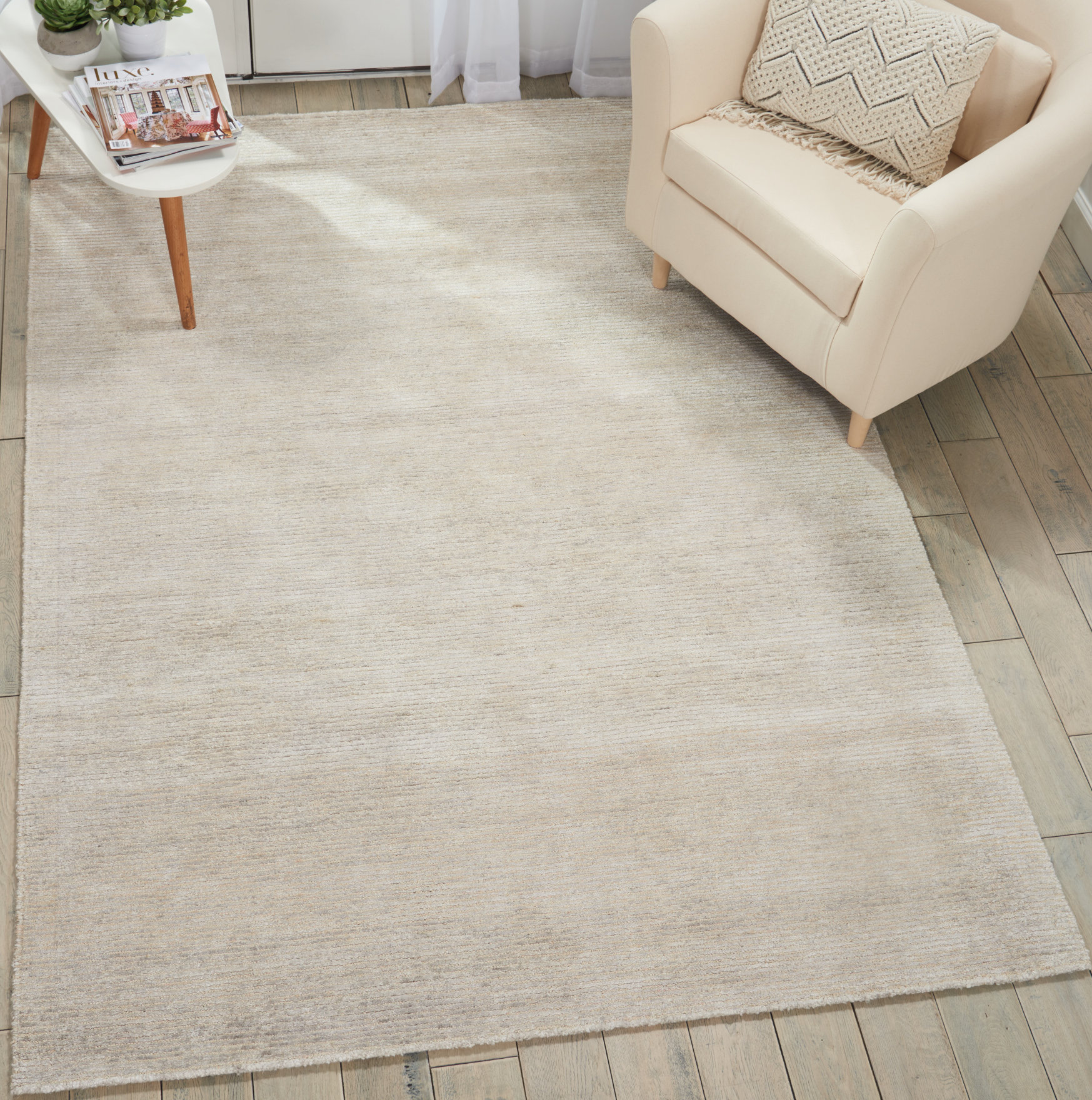 Highland Dunes Zendejas Handmade Tufted Jute/Sisal Vapor Ivory Rug ...