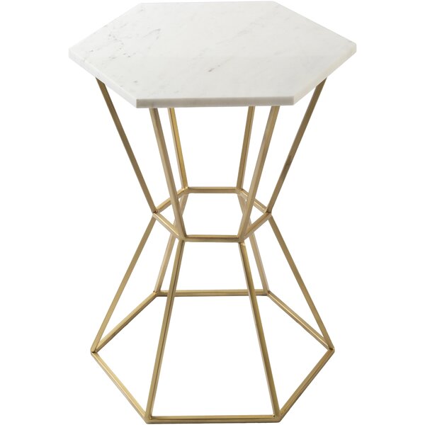 Marble Hexagon Accent Table 24 tall 