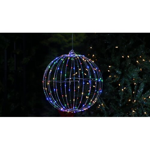 17" Lighted Hanging Sphere Orb Multi Lights Outdoor Christmas Decor Yard Display 