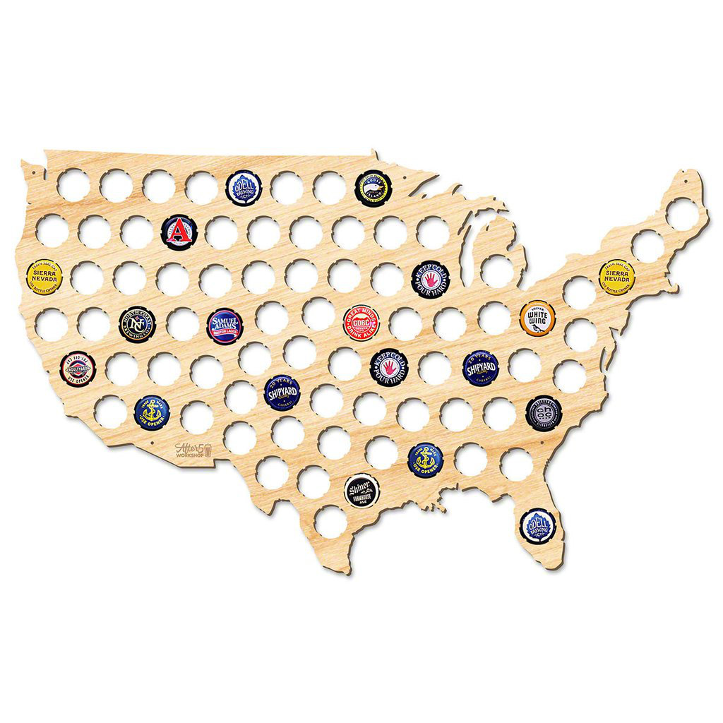 Williston Forge Beer Cap Map of - Beer Cap Map Of United States Wall Decor 