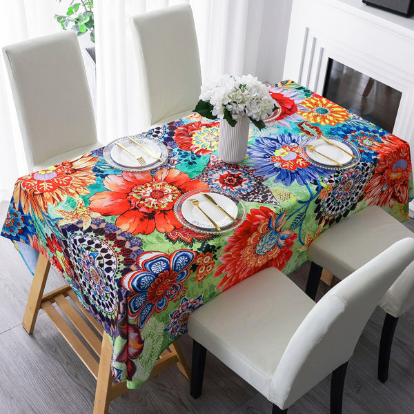 Rose Decorative Printed Round or Rectangle Tablecloth water and stain resistant 