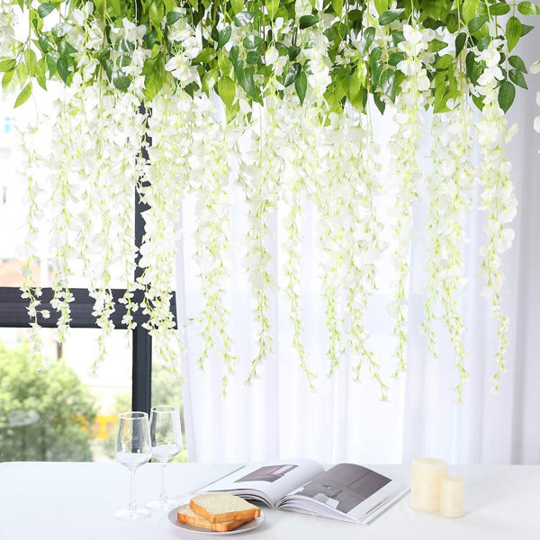 43" Artificial Silk Wisteria Fake Garden Hanging Flower Vine Home Wedding Decor 