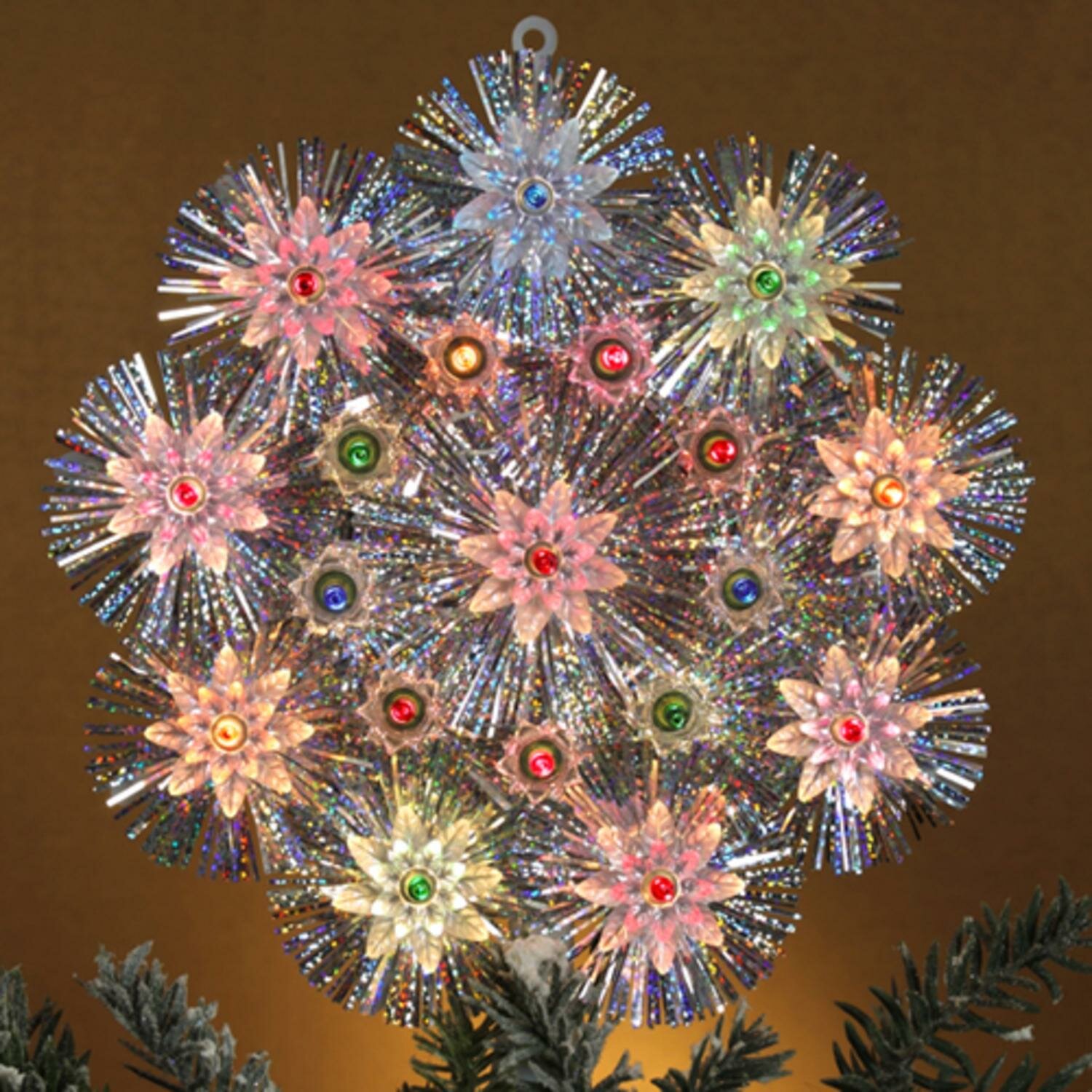Retro Tinsel Snowflake Christmas Tree Topper