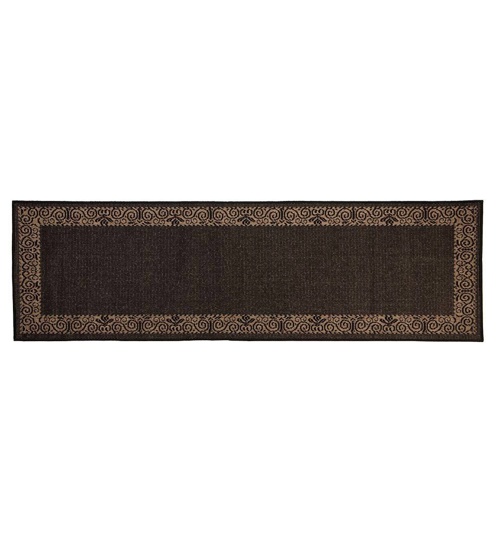 Plow & Hearth Veranda Border Black Indoor/Outdoor Area Rug | Wayfair
