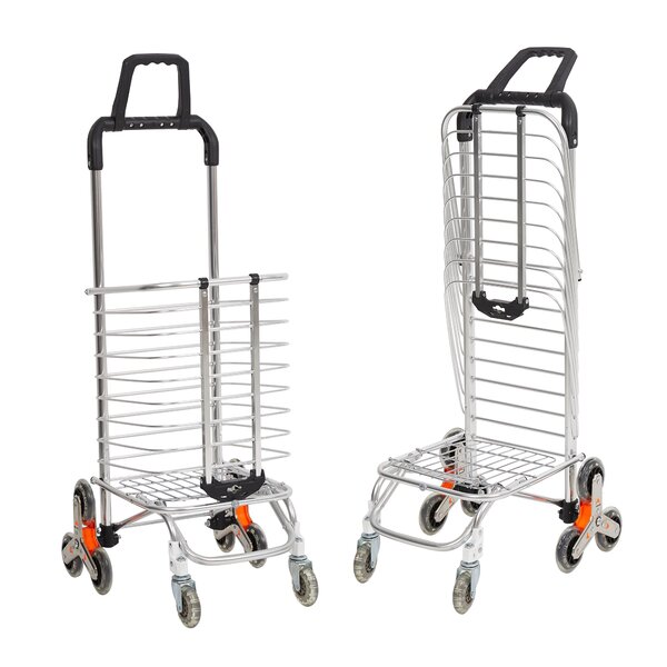 Koreyosh Collapsible Shopping Cart Stair Climber w/ 8 Rolling Swivel Wheels 