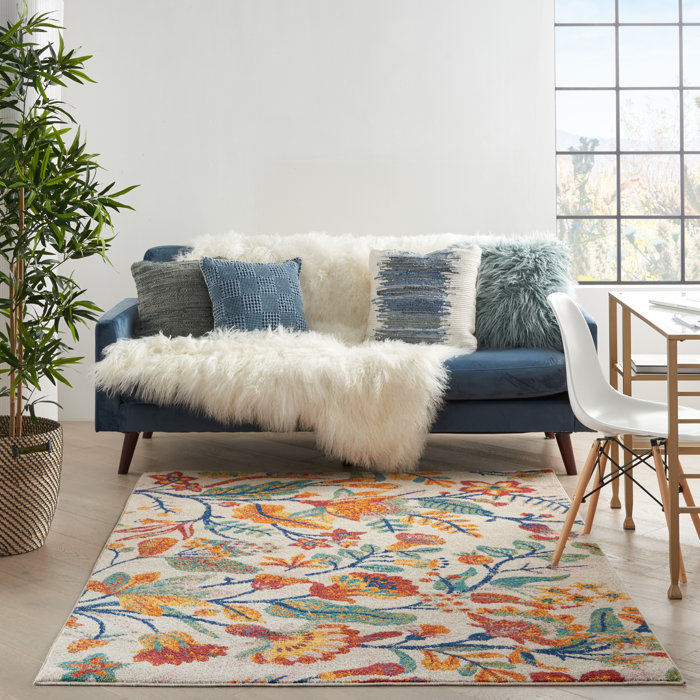 Bungalow Rose Wendelin Performance Beige/Red/Yellow Rug & Reviews | Wayfair