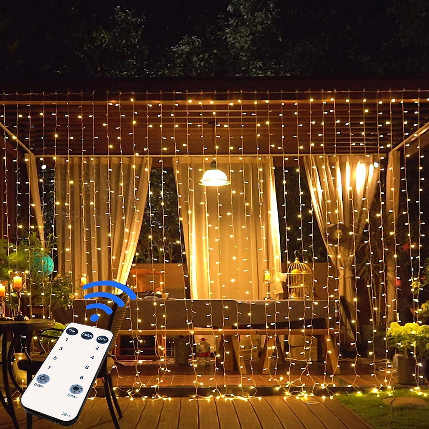 Details about   200/300LEDs 3M Solar Power Curtain Lights Fairy String Outdoor Xmas Party Garden 
