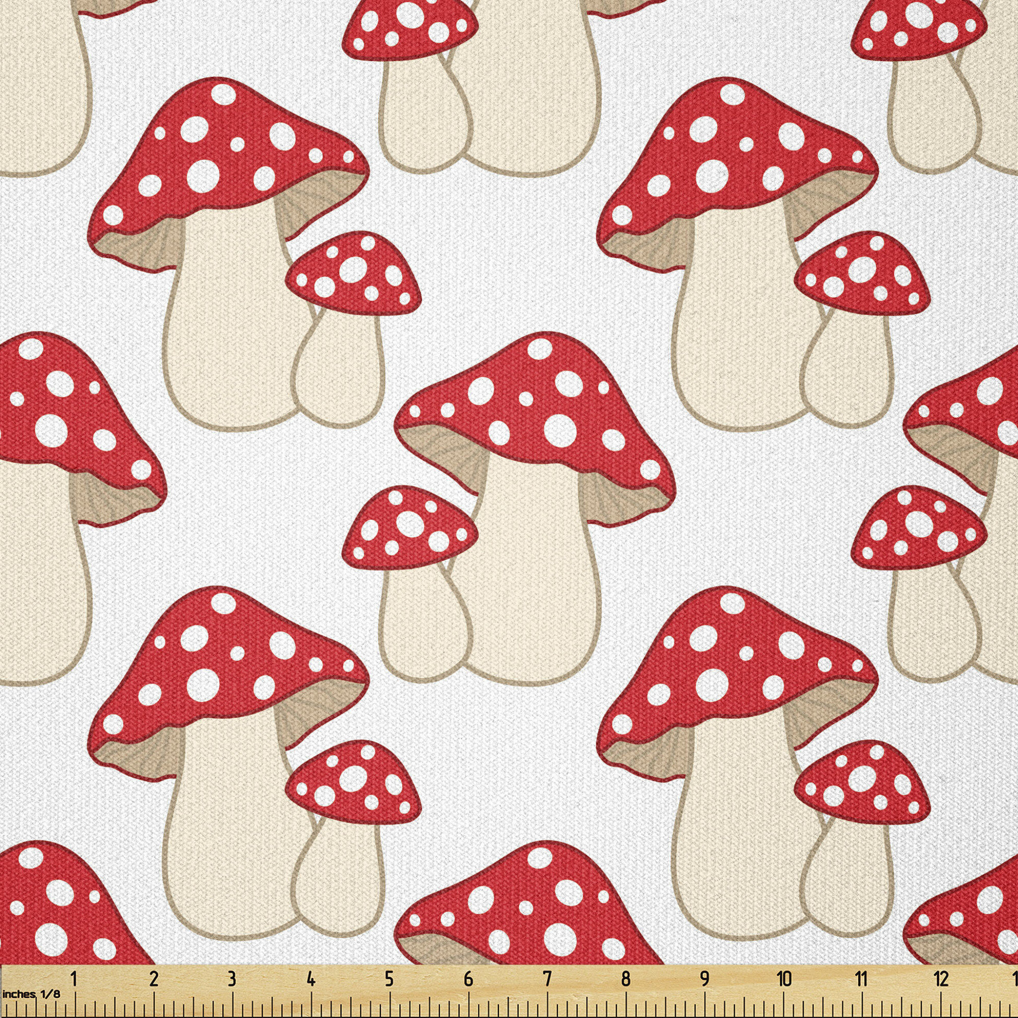 East Urban Home Mushroom Fabric By The Yard, Cartoon Style Amanita  Mushrooms Dotted Forest Plants Summer Nature Design,Square - Wayfair Canada