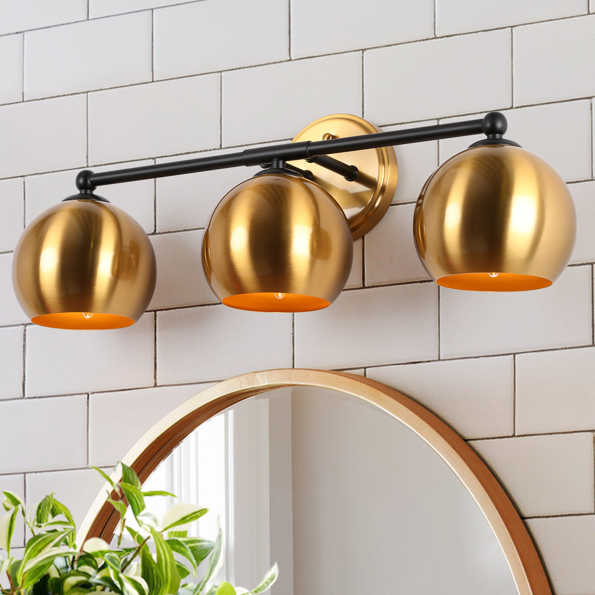 Corrigan Studio® LateefahA 3 Light Dimmable Modern Black Gold Globe