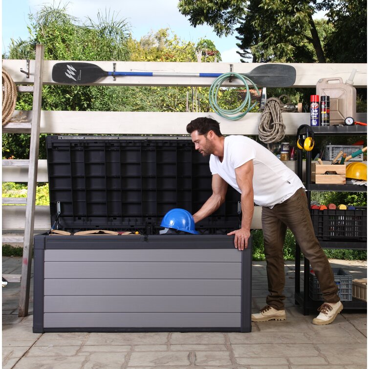 Winston Porter Arrion 150 Gallons Gallon Water Resistant Resin Lockable Deck Box in Dark Grey - 1