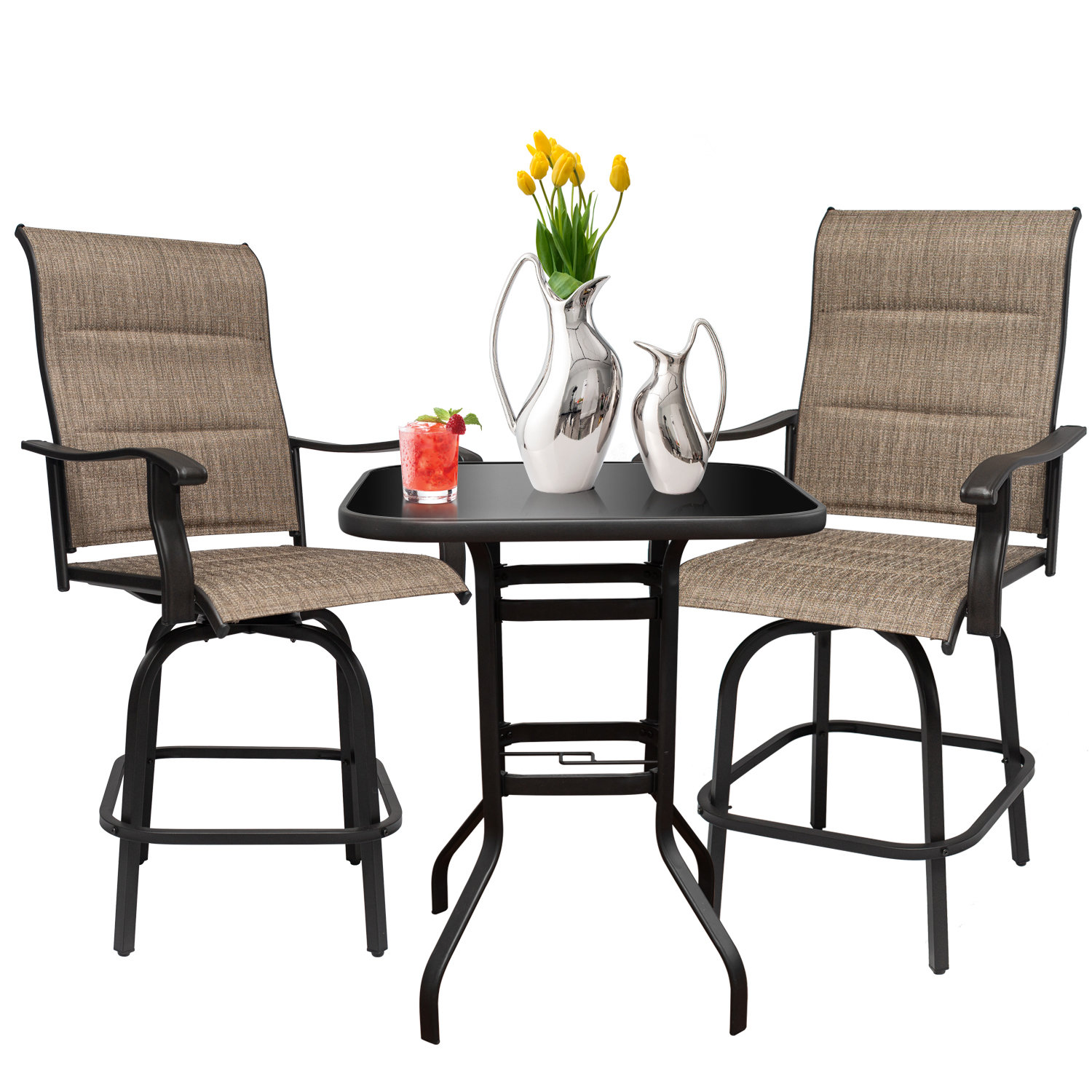 Red Barrel Studio® 24" Patio Bar Stool with Cushion Wayfair