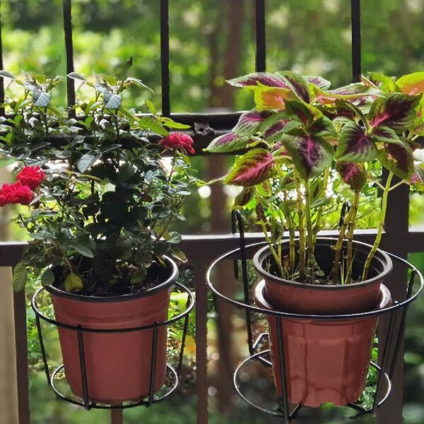 Garden Plant Metal Iron Planter Home Decor Flower Pot Hanging Balcony Set Of 5 