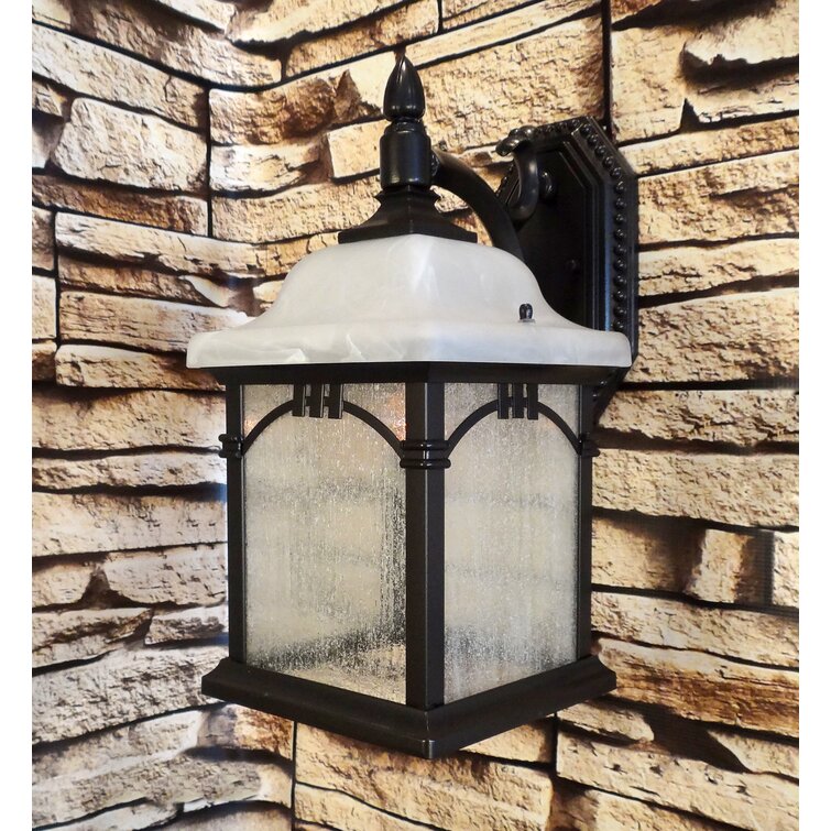 Weathered Brick And Alabaster Glass Wall Sconce 