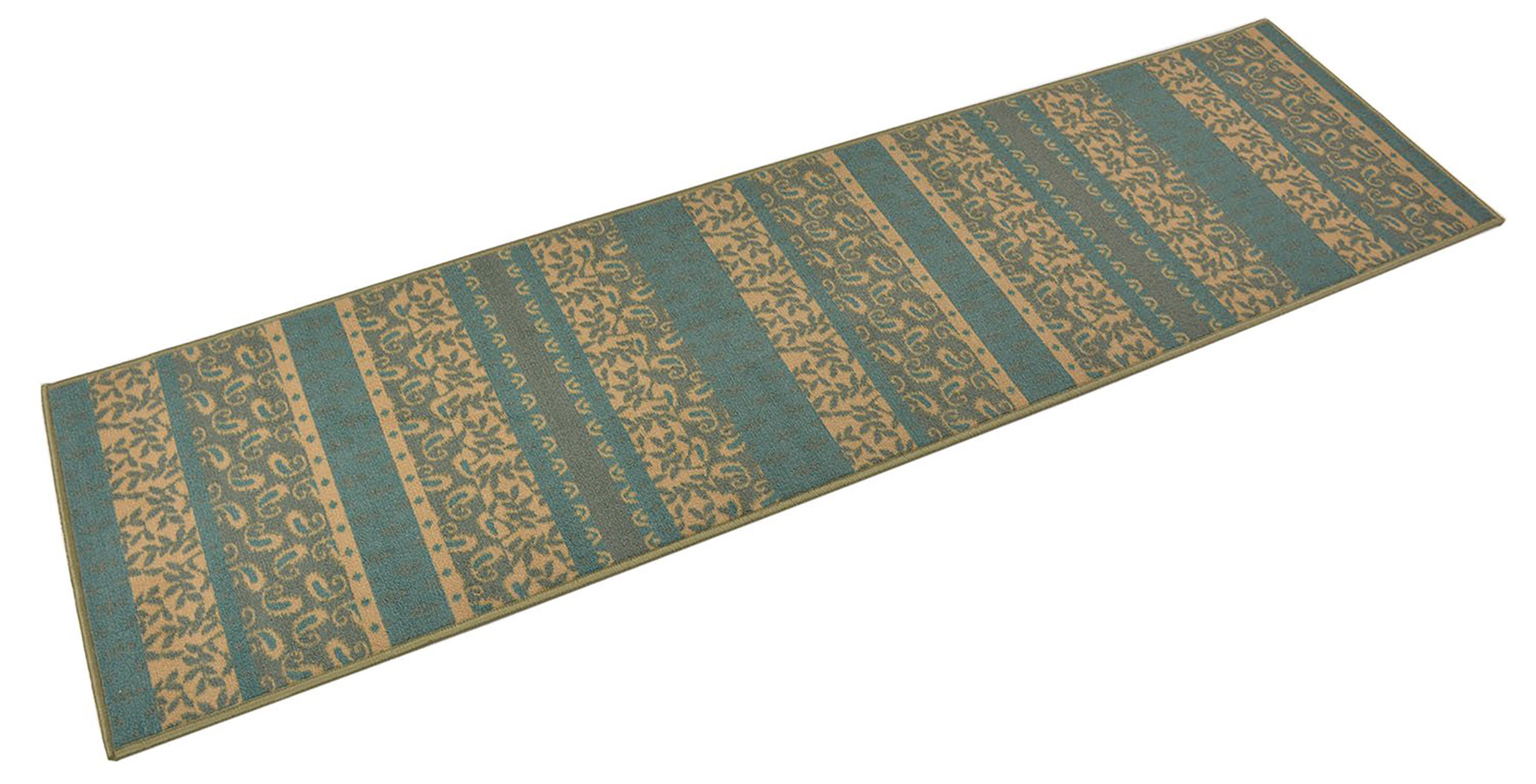 Purhome Fleur De Lys Teal Blue Slip Resistant Low Pile Runner Rug Wayfair