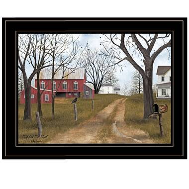 FAITH AND FREEDOM by Billy Jacobs 15x19 FRAMED ART PICTURE Church Red Barn Flag 