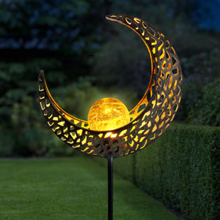 Metal Moon Garden Ornament Hanging Tea light Holder Garden Lantern Silver Moon 