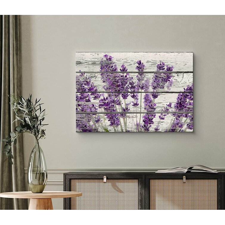 IDEA4WALL Retro Purple Lavender Flowers On Wood Effect Background - Wrapped  Canvas Print & Reviews | Wayfair