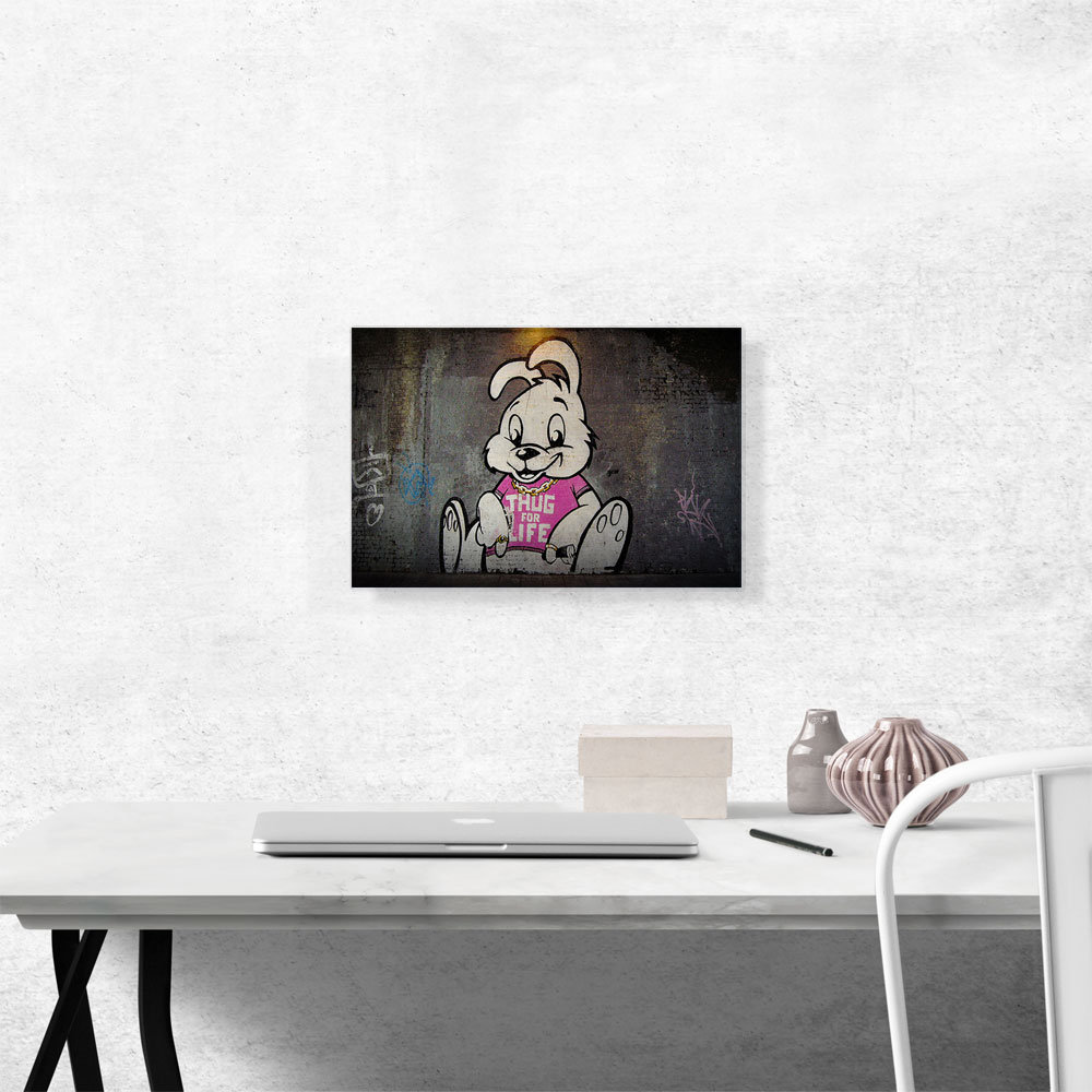 ARTCANVAS Thug For Life Bunny On Canvas by Banksy Painting | Wayfair