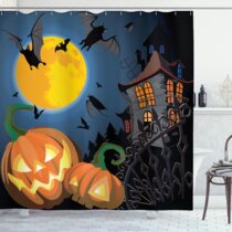 Details about   Halloween Various Funny Spooky Pumpkins Waterproof Fabric Shower Curtain Set 72" 