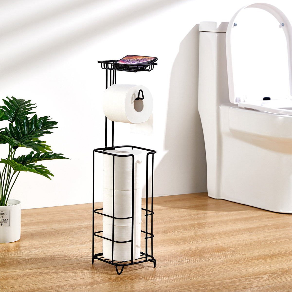 ZCCZ Bathroom Toilet Tissue Holder Stand Toilet Roll Holder Stand ...
