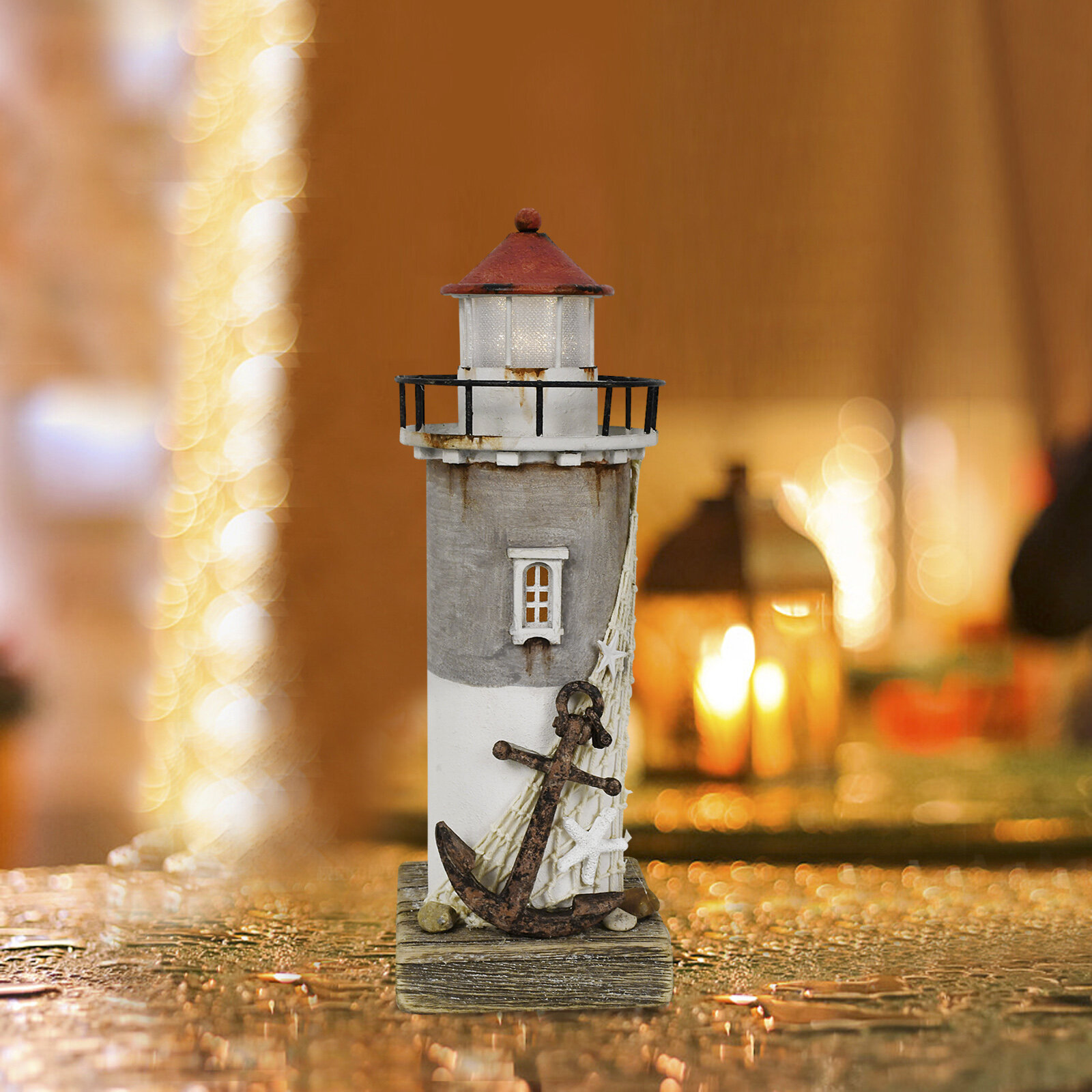 Wooden Lighthouse 6.7'' High Nautical Sea Themed Rooms Lighthouse Home Decor 