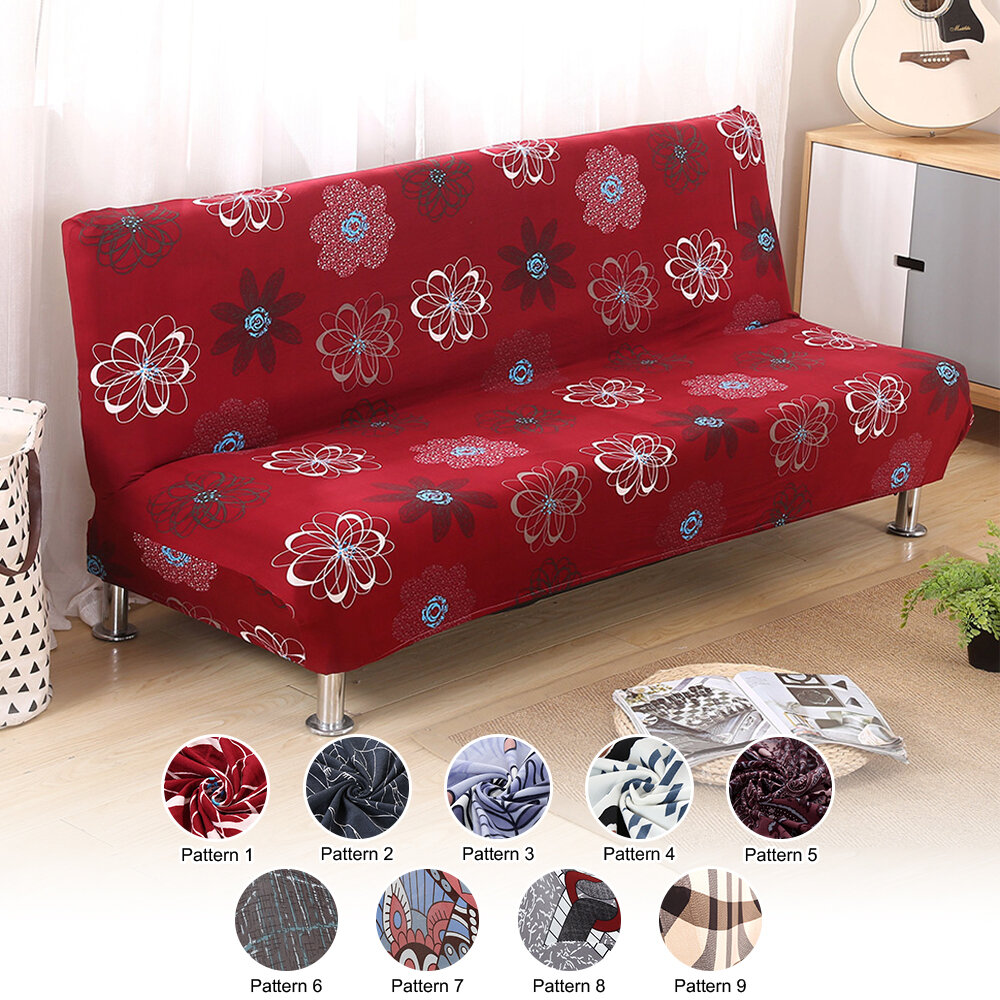 5# Folding Armless Elastic Couch Lounge Futon Sofa Cover Protector Slipcovers US 