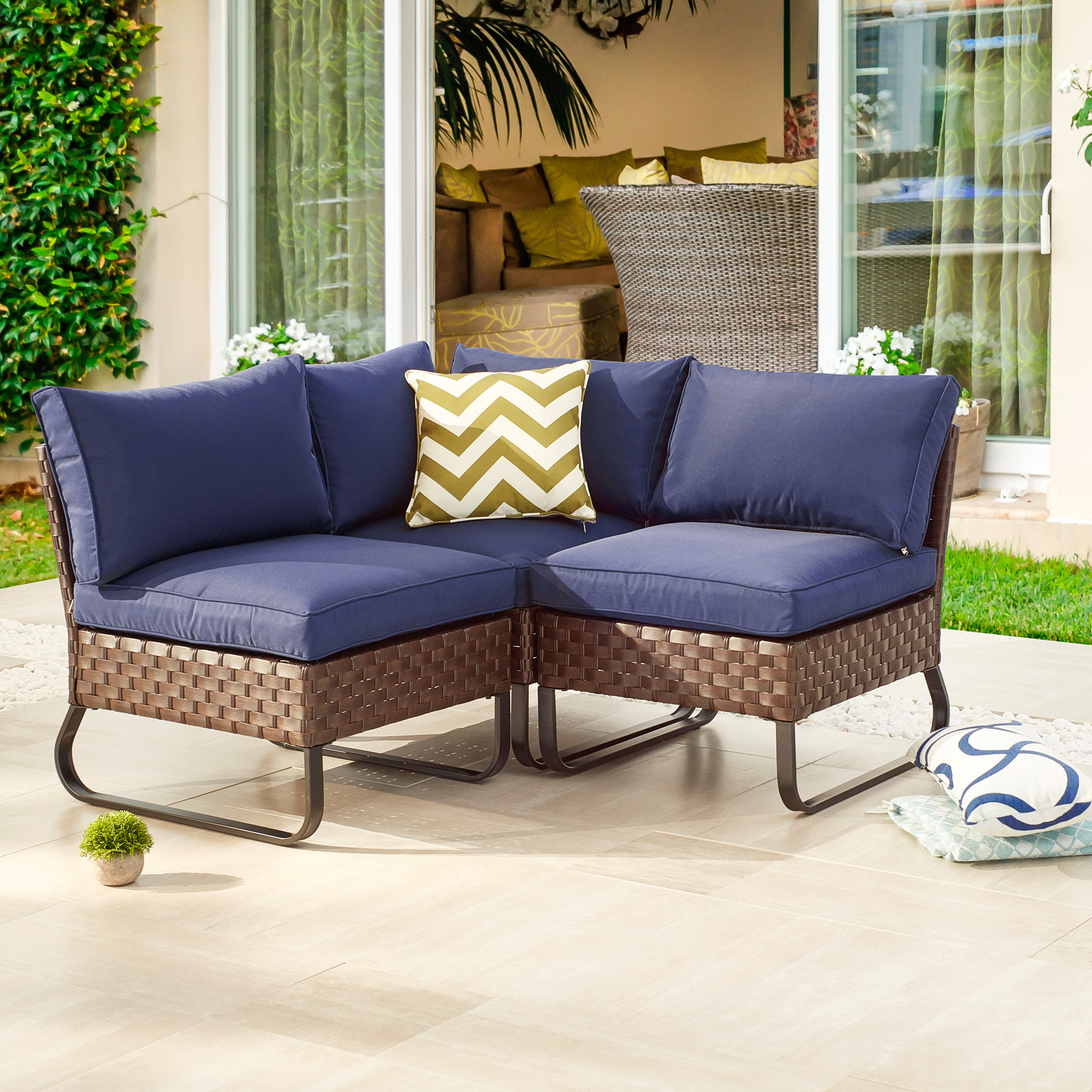 Andover Mills™ Heiman 56'' Wide Outdoor Wicker Symmetrical Patio