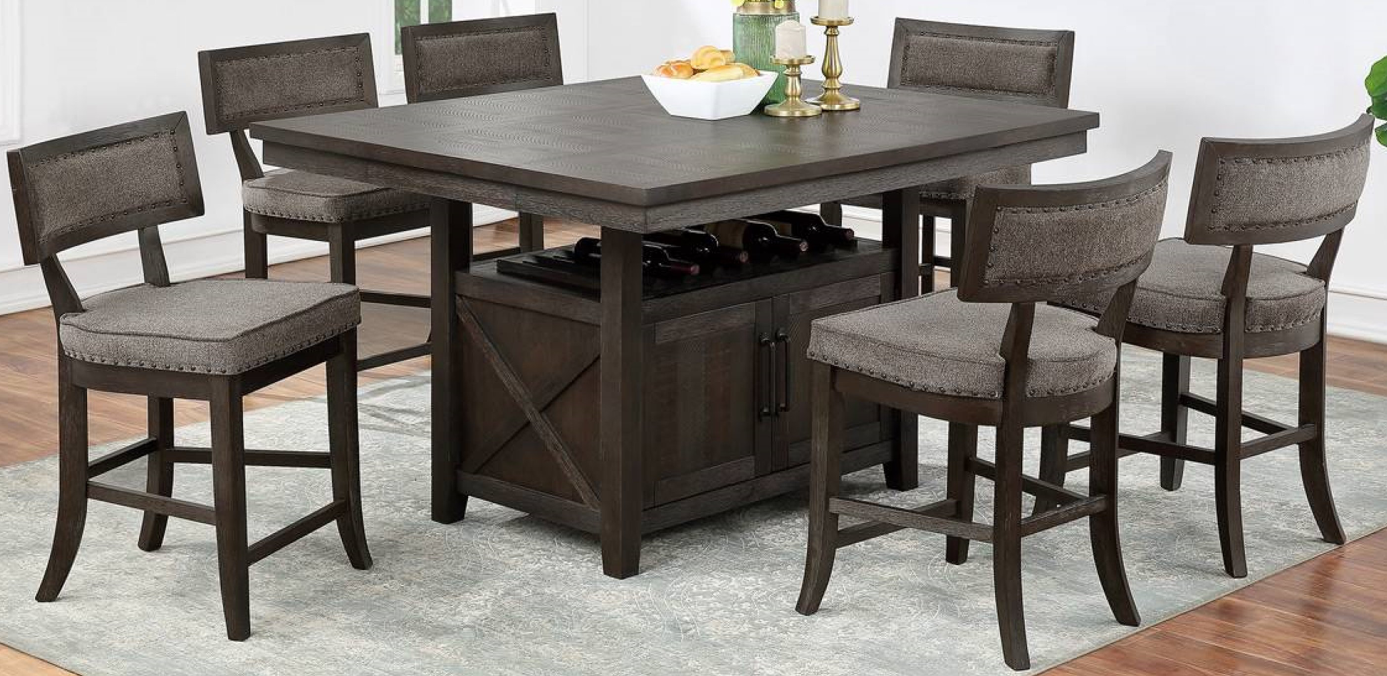 F&L Homes Studio Wilcocci Counter Height Butterfly Leaf Solid Wood ...