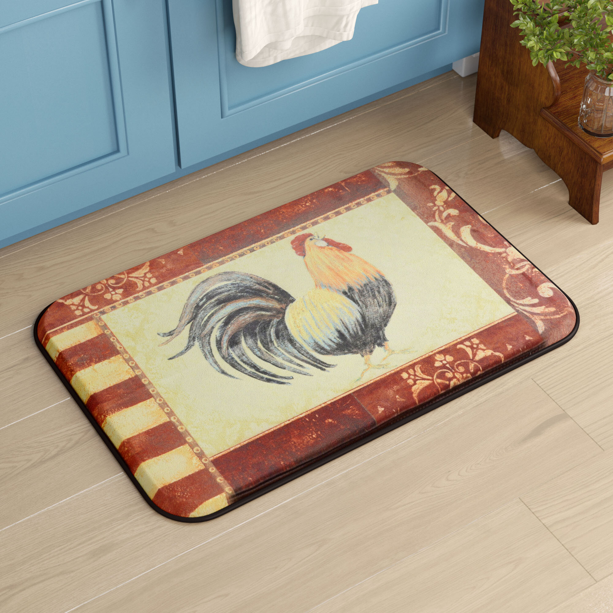 Rectangular Rooster Kitchen Mat 18" x 30" By Catalina Home 