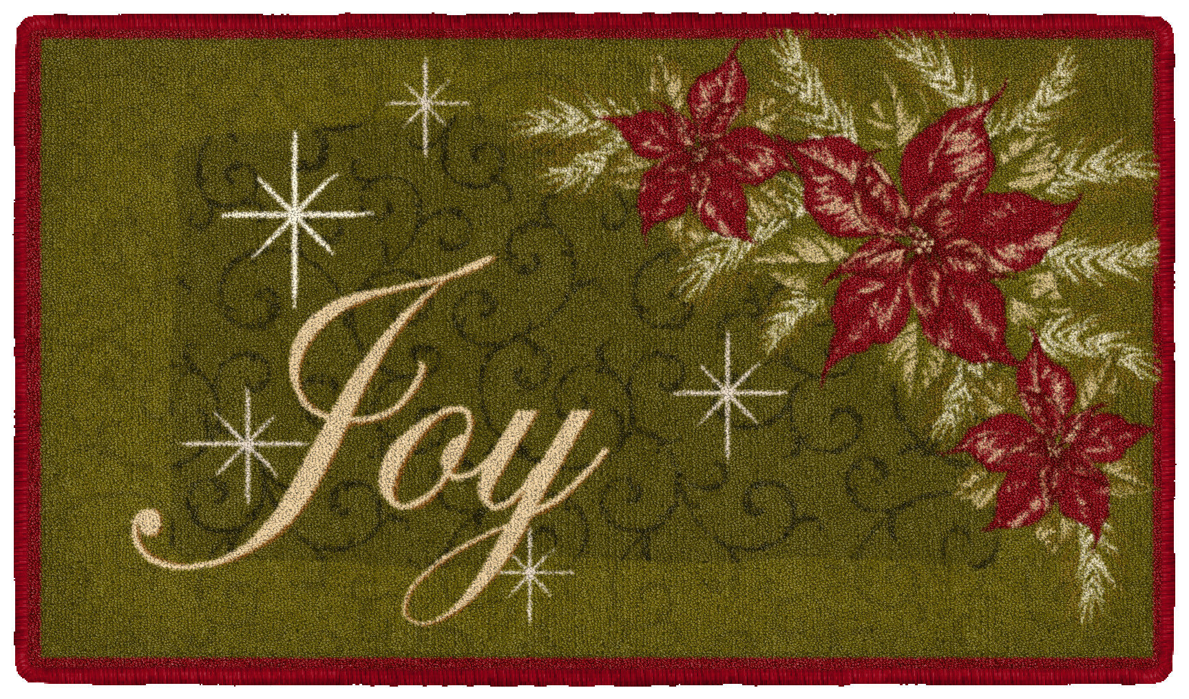 The Holiday Aisle® Poinsettia Joy Kitchen Mat Wayfair