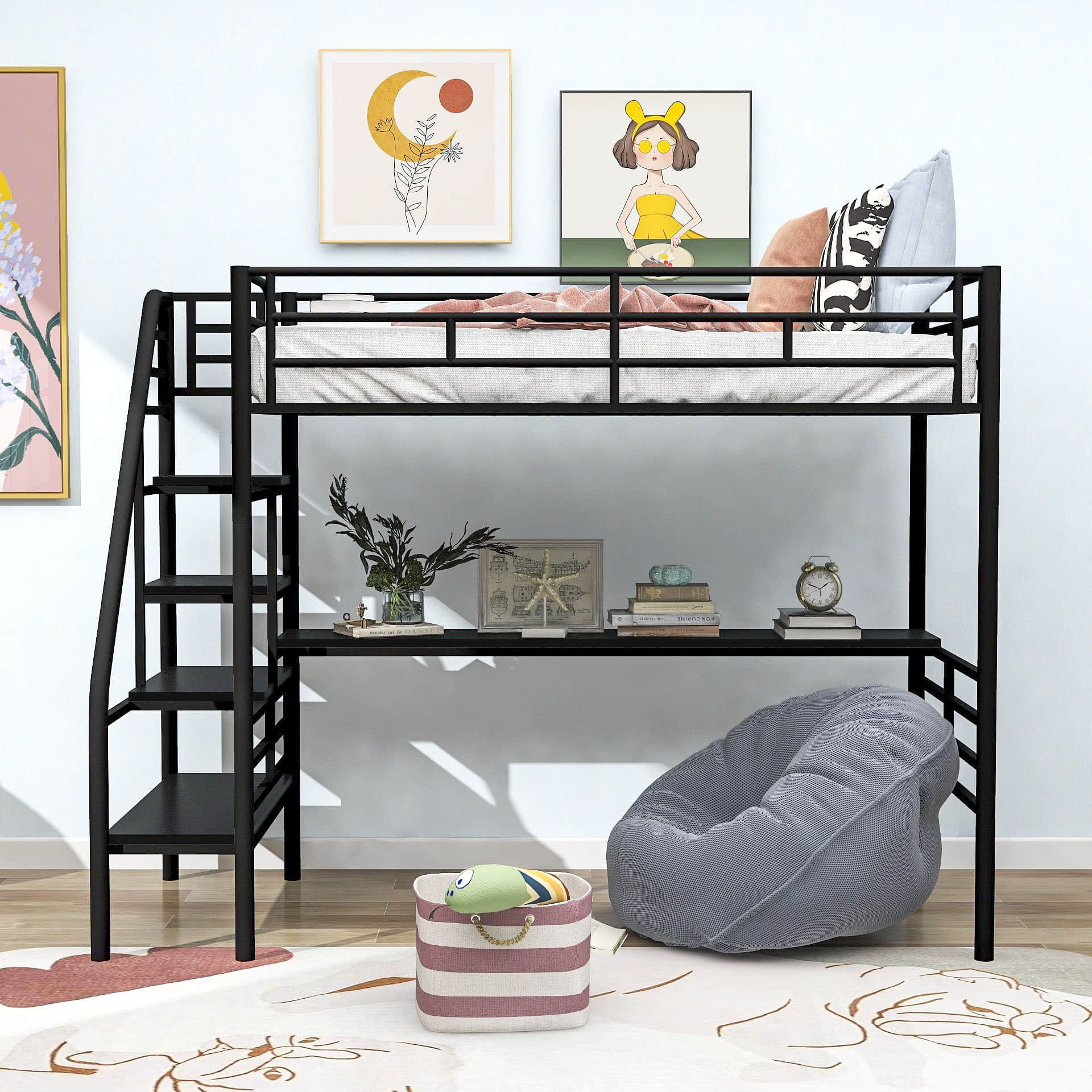Mason & Marbles Ketter Twin Loft Bed with Built-in-Desk by Mason ...