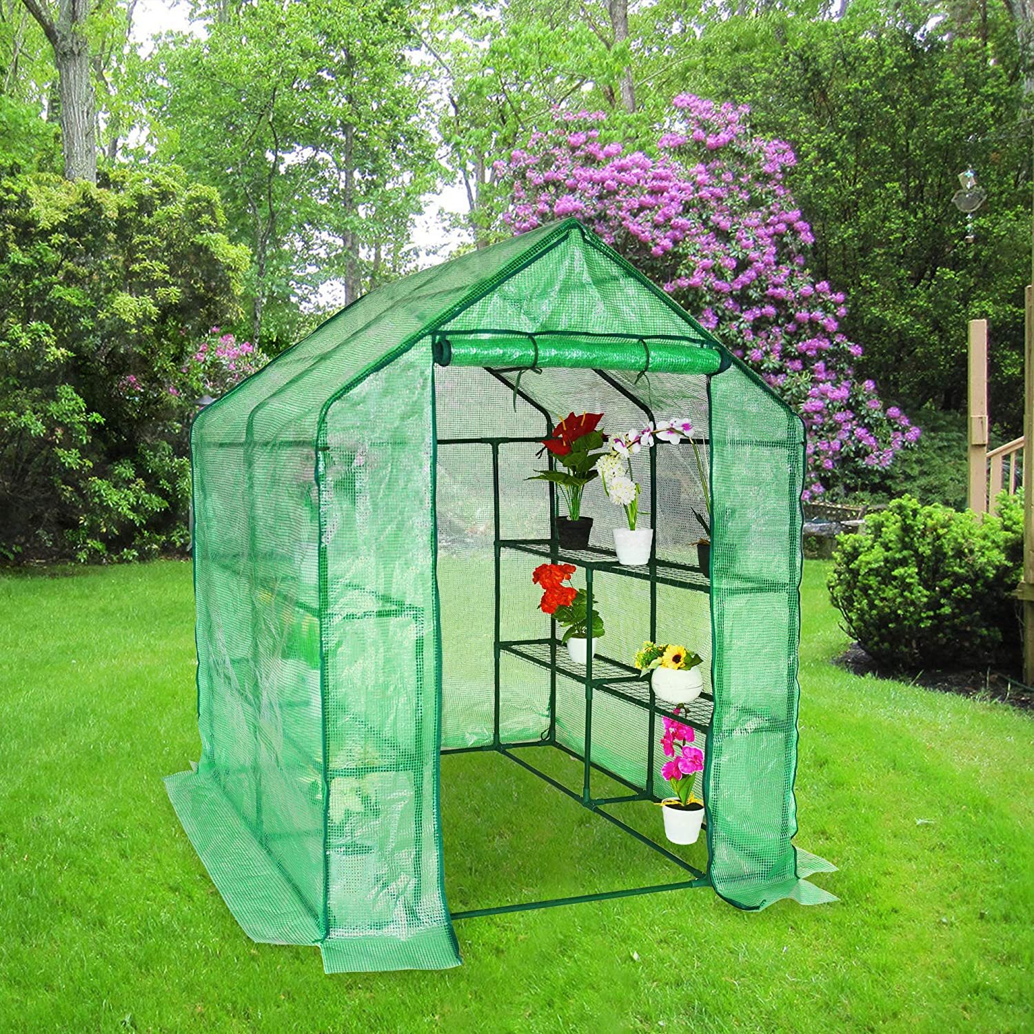 PVC 3-Tier Portable Greenhouse 6 Shelves PE Cover Plant Garden Green House Cover 