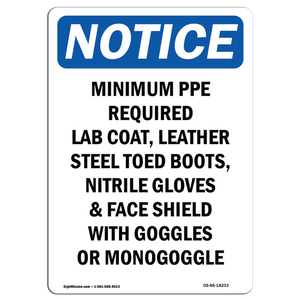 SignMission Minimum PPE Required Lab Coat Sign | Wayfair