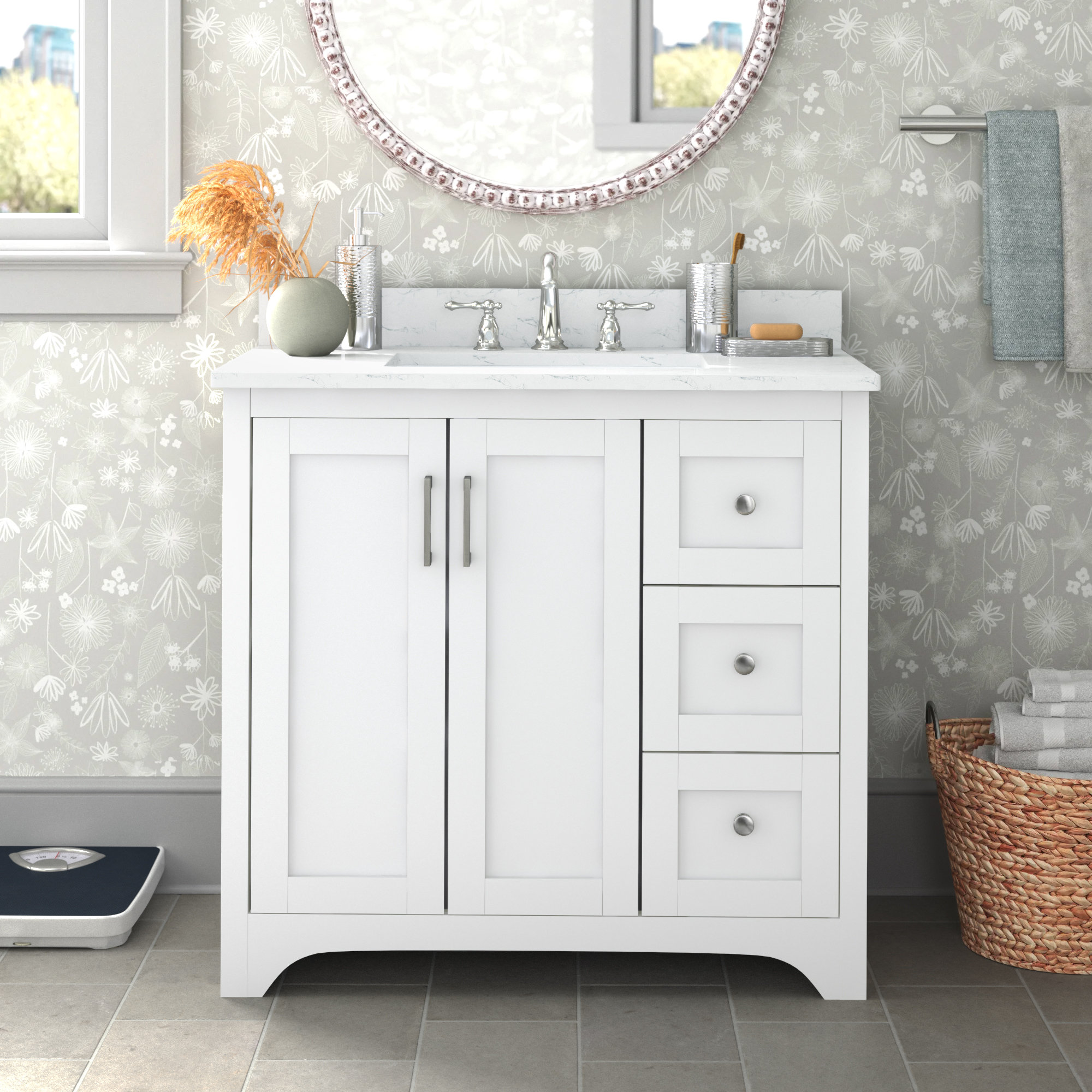 Three Posts™ Quebec 36'' Free-standing Single Bathroom Vanity with ...