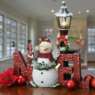 12.75 Inch White Snowfall Valley LED Lighted Lamp Post with Wreath Christmas 
