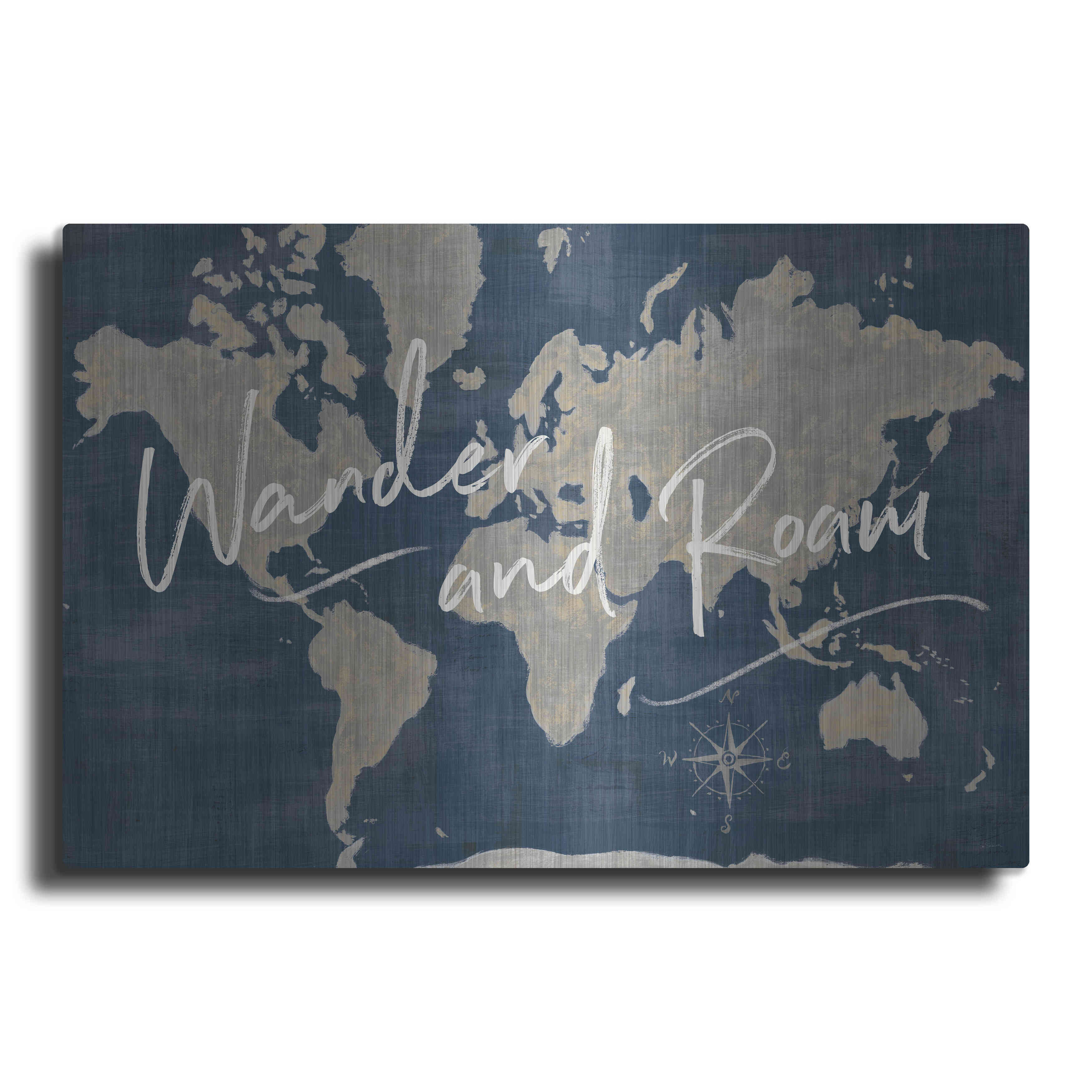 17 Stories Luxe Metal Art 'World Map Collage Deep Wander' By World Map