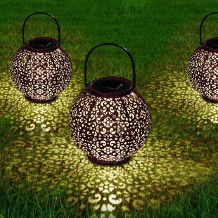 shuxia Solar LED Printed Lanterns Hanging Outdoor Rechargeable Lantern Battery Powered LED Durable Waterproof Laterns Hanger for Patio Porch Party Wedding Garden Art Yard Decor 