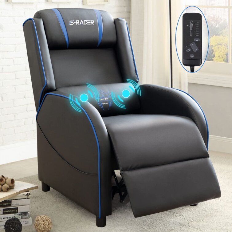 Racing Style Swiveling Recliner with Ottoman Set Ergonomic Gaming Chair Red 