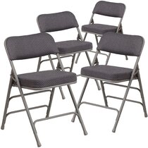 Gray Metal Solid Standard Folding Chair Portable 1 Piece Folds Flat Indoor Seat 