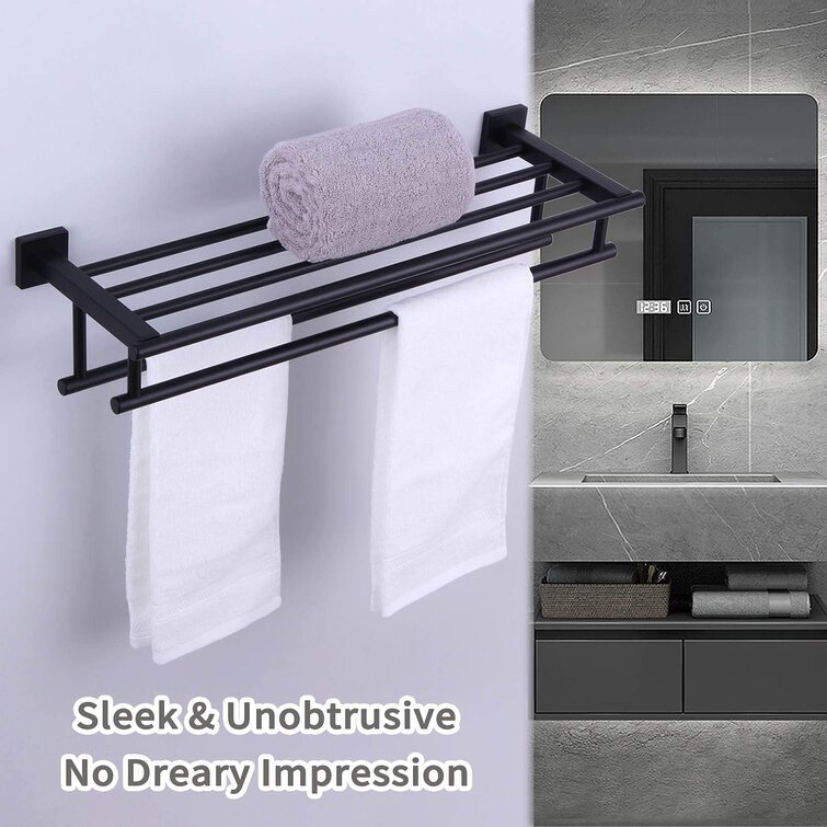 Wall Mounted Bathroom Bath Rack Holder Storage Shelf Towel Rail Stainless Steel 