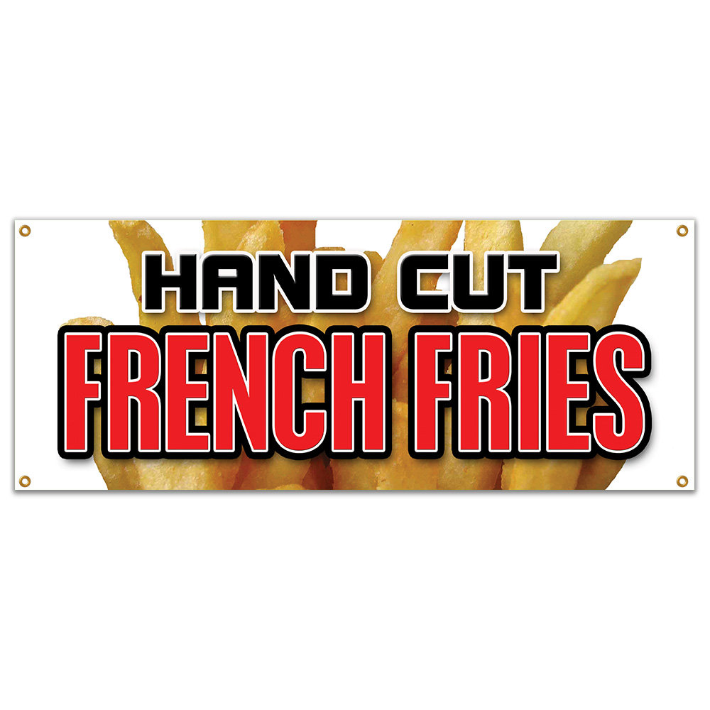 SignMission HAND CUT FRENCH FRIES BANNER SIGN Chips Idaho Crispy Onion