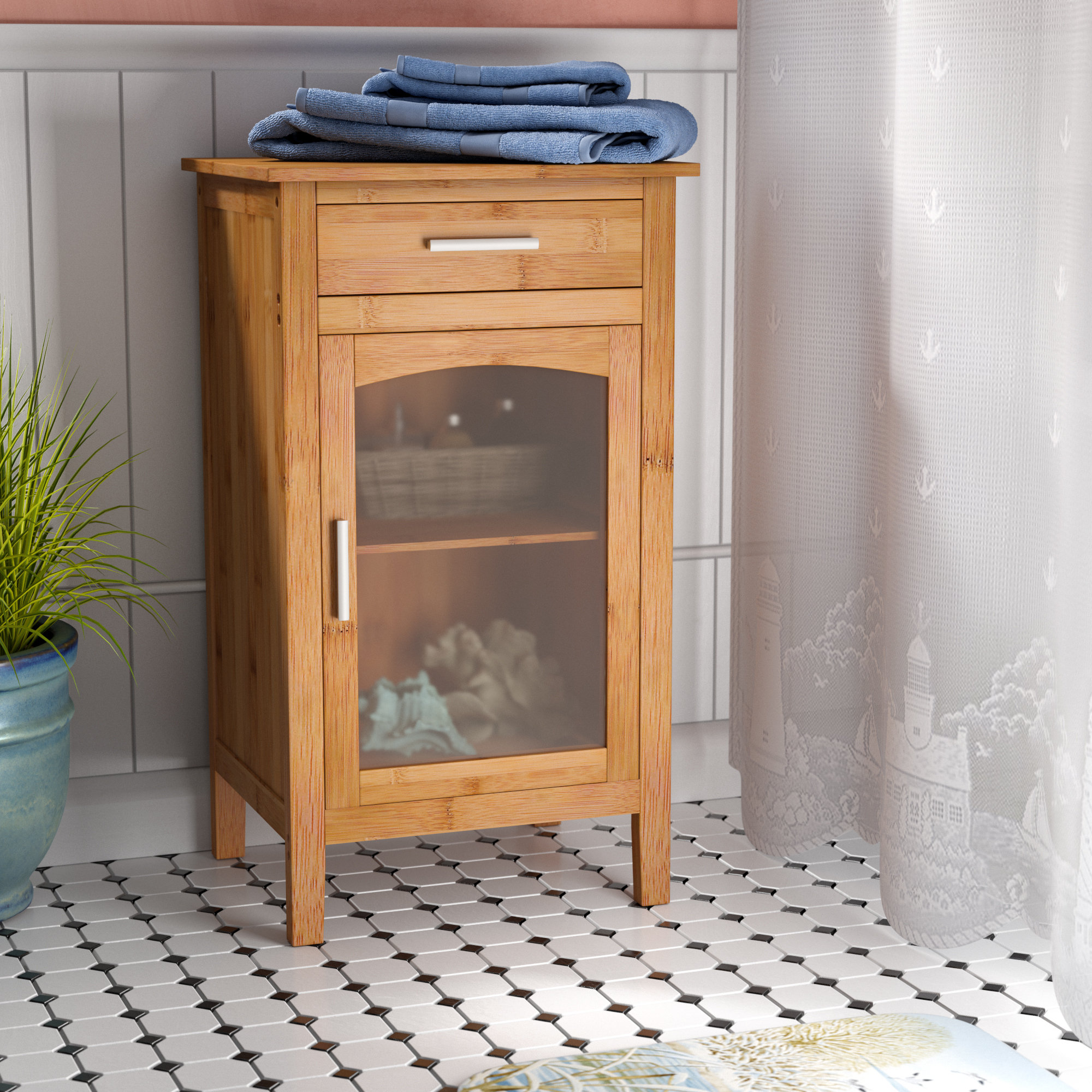 Red Barrel Studio® Apfelstadt Solid Wood Freestanding Bathroom Cabinet & Reviews | Wayfair