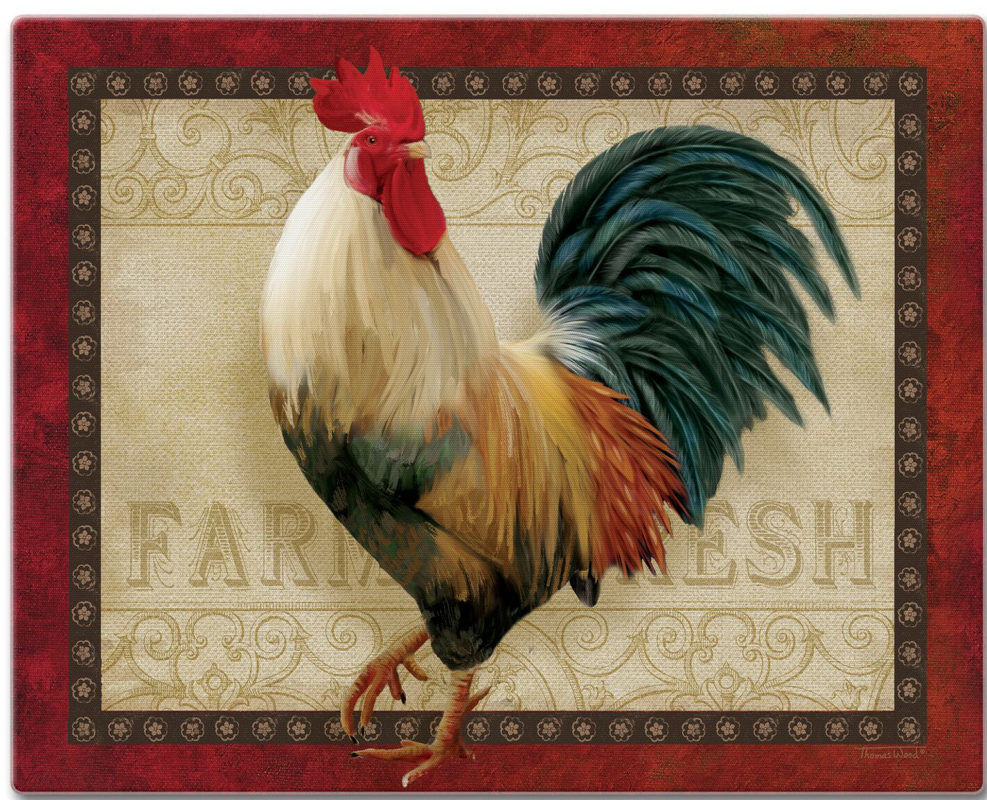 CounterArt Tempered Glass Farm Fresh Rooster Cutting Board & Reviews Wayfair