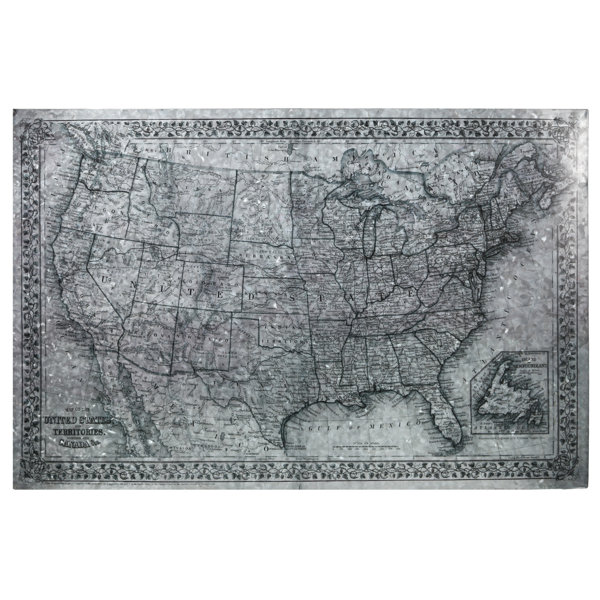 Breakwater Bay Map Of United States - Map Of United States And Territories Unframed Graphic Art On Metal