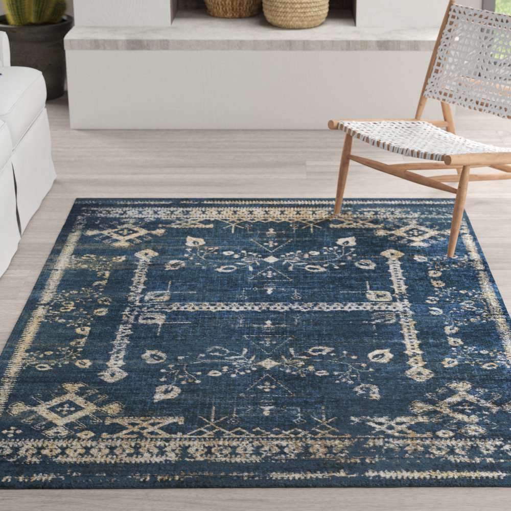Mistana™ Verna Geometric Blue Area Rug Wayfair